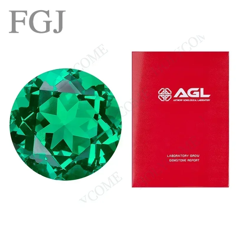 [5-12.0mm] New Promotion Lab Grown Emerald Round Cut Loose Gemstones VVS1 Clarity Wholesale Price Factory Supply with AGL Diy