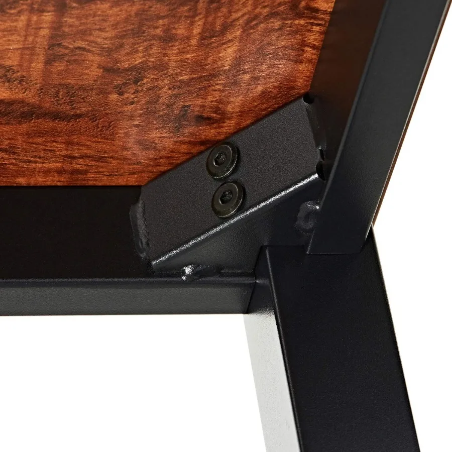 63 Inch Computer Desk for Home and Office Use Modern Simple Industrial Style Study Table with Leg Bars Rustic Brown Finish Idea