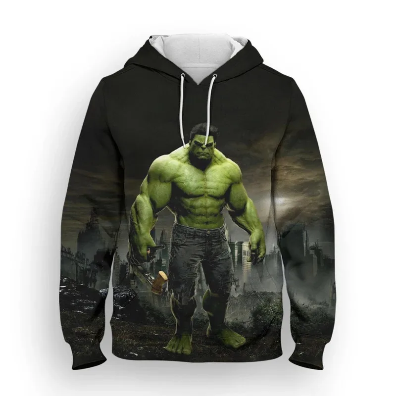 Miniso Hoodies Hulk Cartoon Anime 3D Printed Streetwear Men Women Fashion Oversized Sweatshirts Hoodie Kids Pullovers
