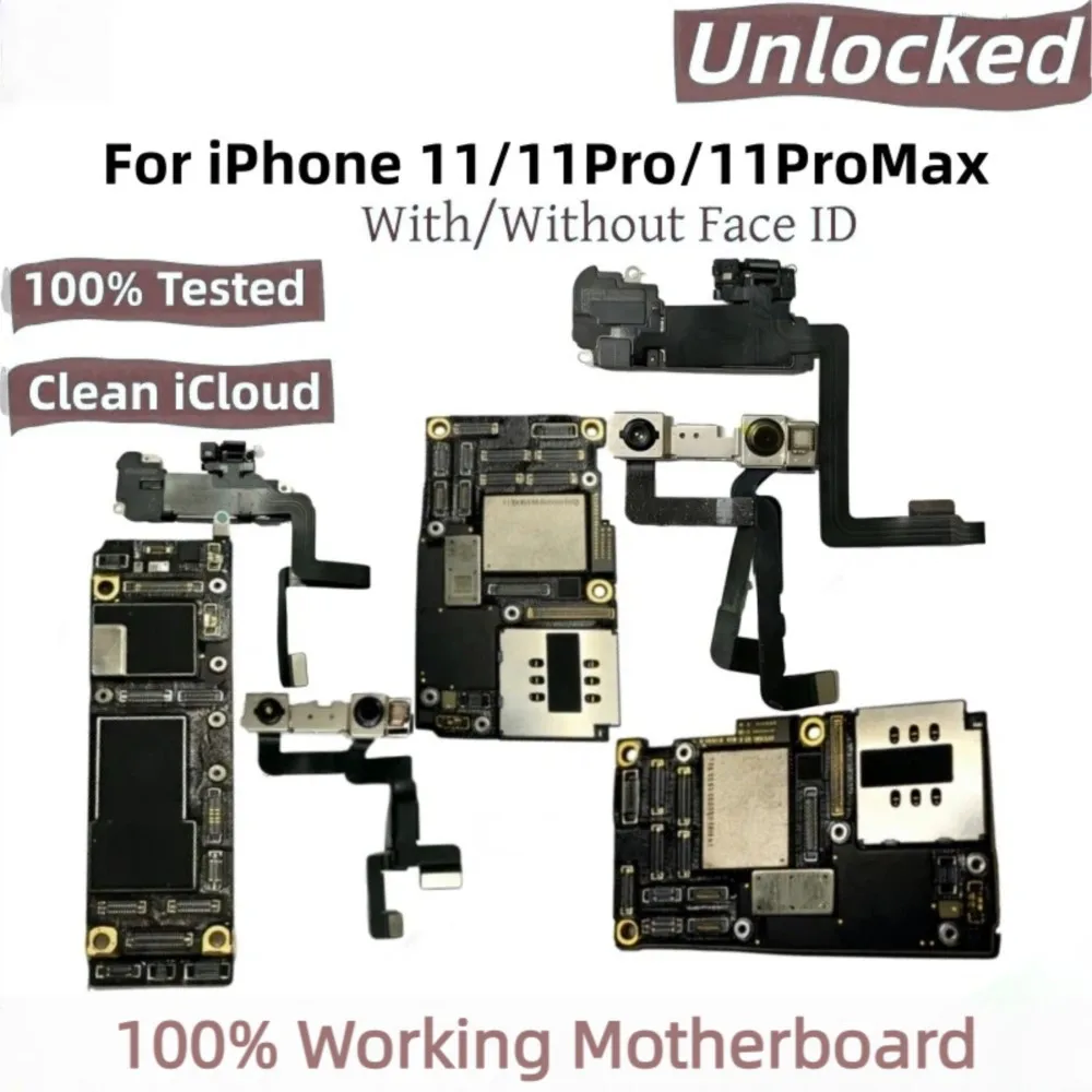 Unlocked For iPhone 11 Pro 11P 11 Pro Max Unlocked Motherboard Full Chips Mainboard Clean iCloud Logic Board Plate With Face ID