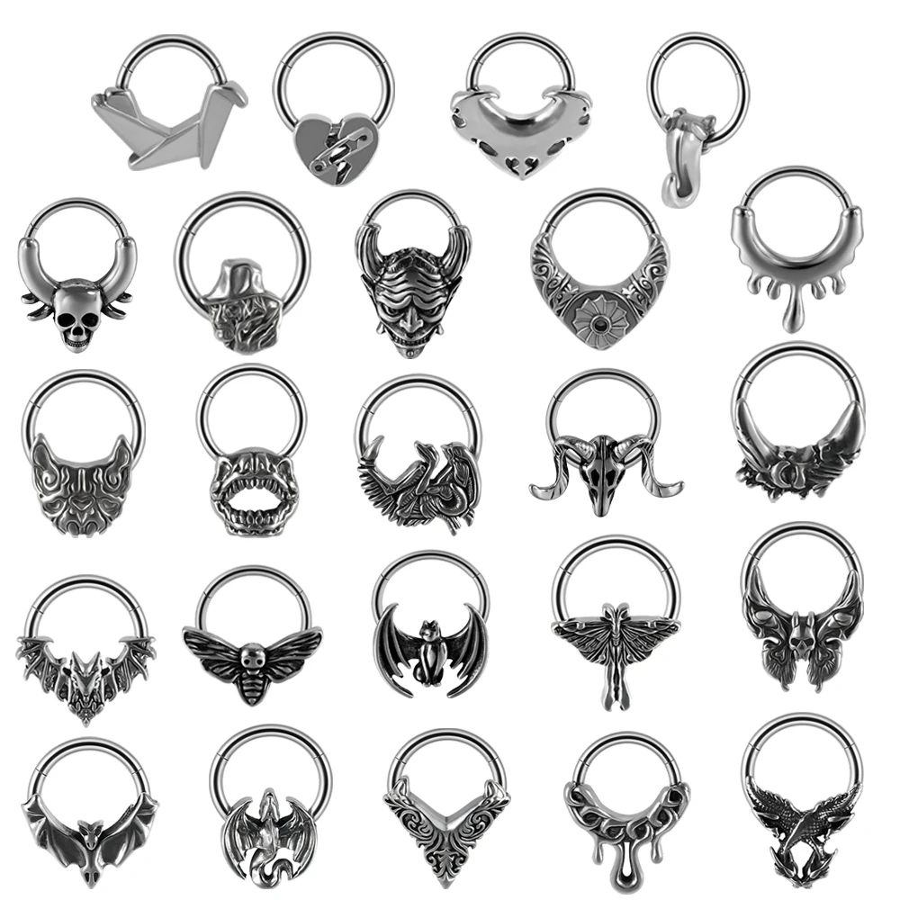 1PC Stainless Steel Segment Hinged Septum Clicker Nose Rings Silvery Hoop Cartilage Tragus Helix Earrings Piercing Jewelry 16G