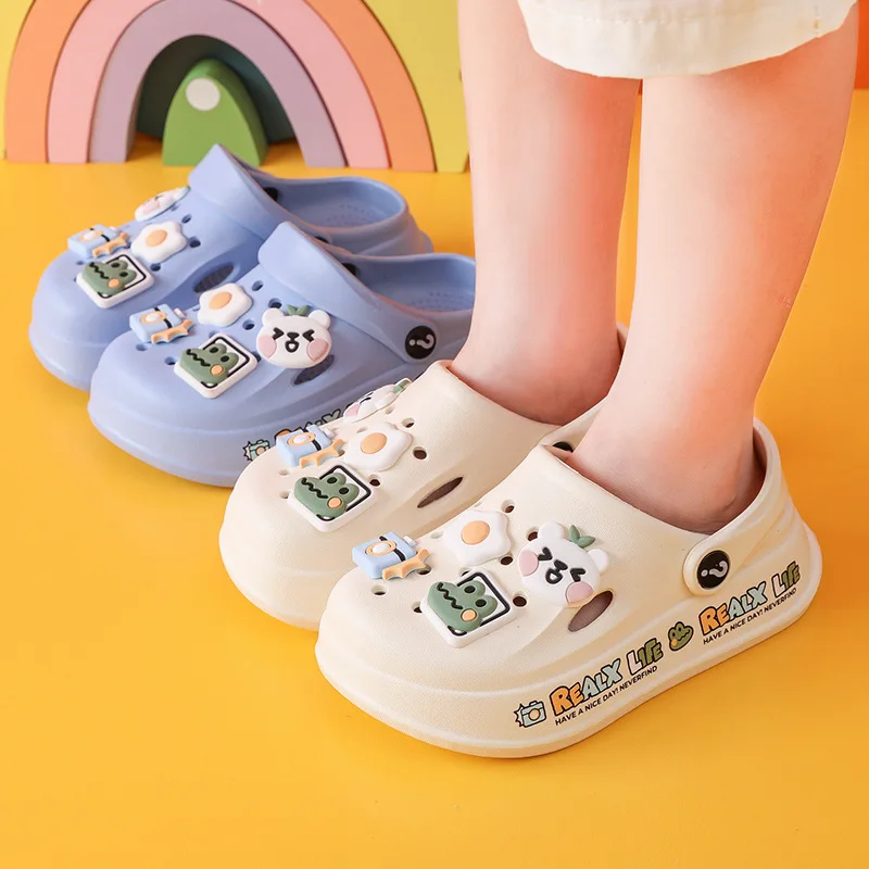2026 New Spring and Summer New DIY Children's Clogs Slippers Cute Rabbit Cartoon Cool Slippers Hole Shoes Slides