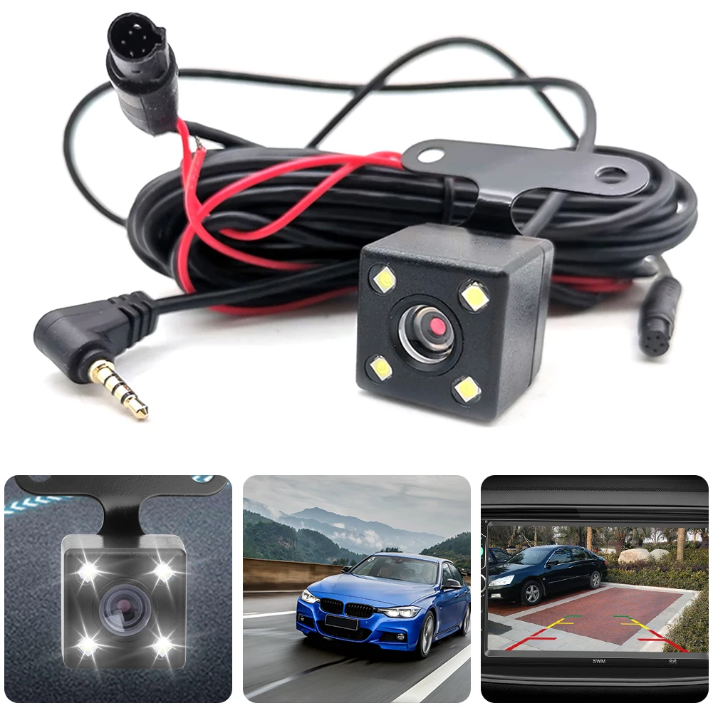 1-5pcs 5 Pin HD Parking Camera Night Vision 4LED Color Image Reverse Video Camera Wide Angle Rear View Camera w/ Extension Cable