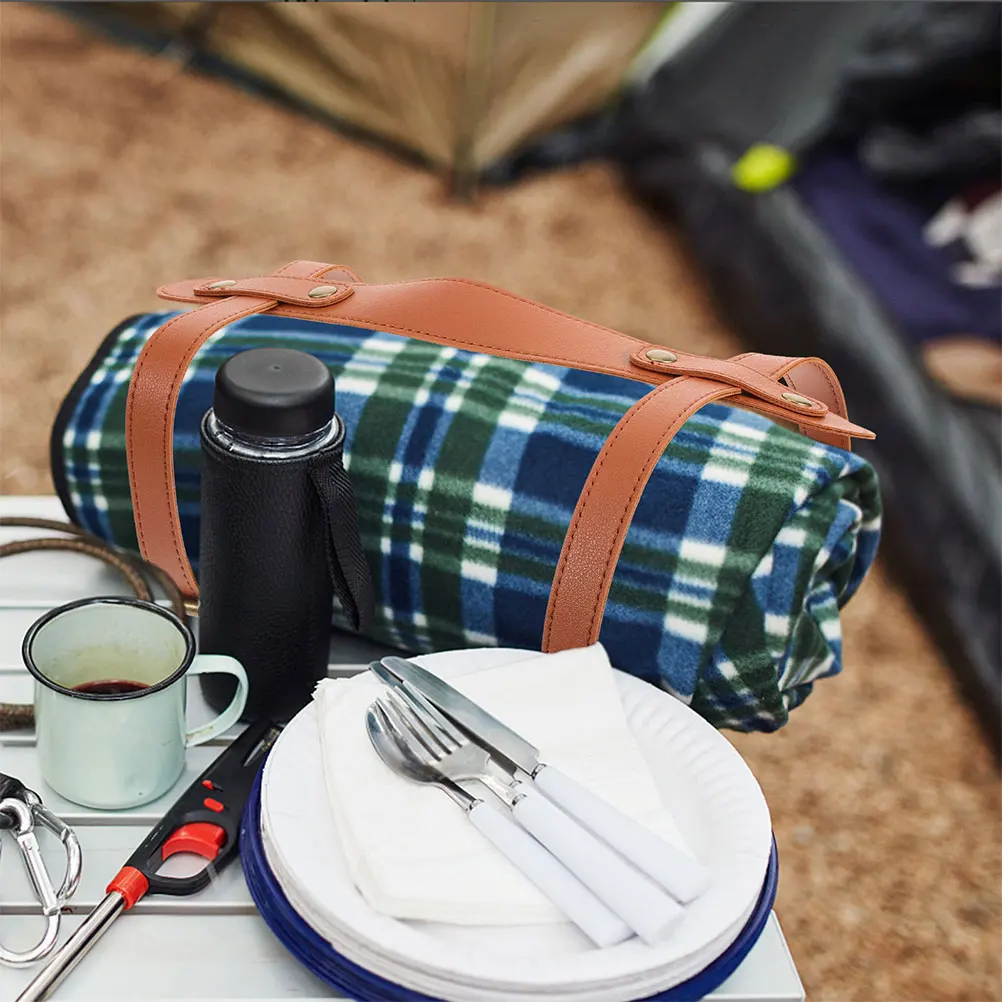 

2pcs Heavy Duty Outdoor Rug Carrier Adjustable Blanket Strap Durable Uv Resistant Travel Camping Belt For Picnics Hiking Yoga