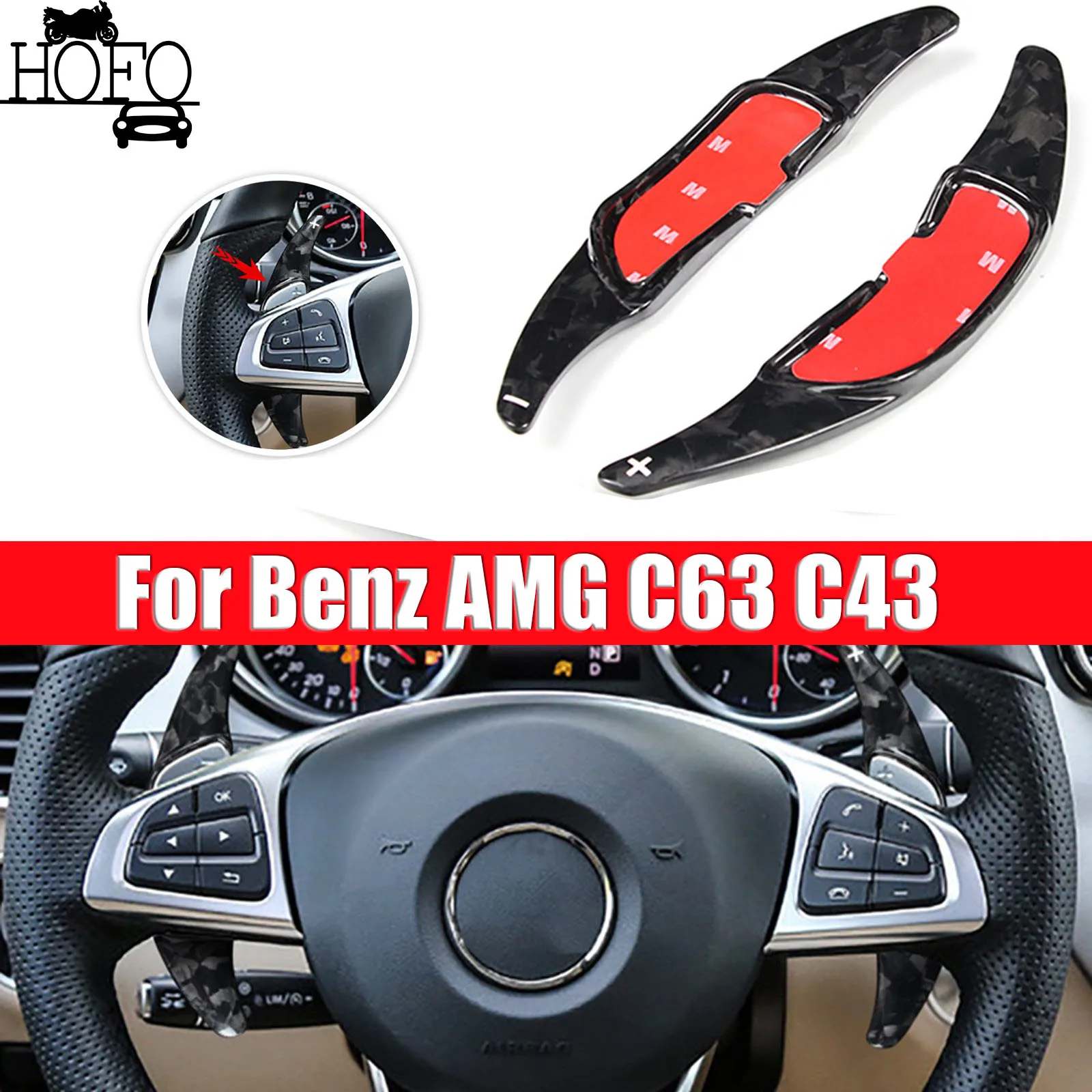 Carbon Fiber Steering Wheel Paddle Shifter Extension Fit For Benz AMG C63 C43  G63 2019-2025 SL63 2016  GLS63 2016-2025