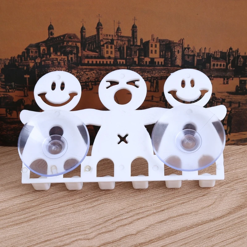 Soporte de cepillo de dientes montado en la pared, ventosa de 5 posiciones, juegos de baño con sonrisa de dibujos animados bonitos