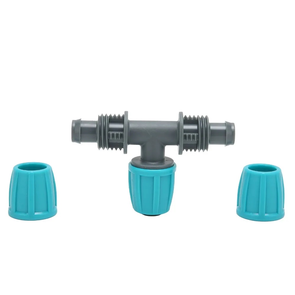 20PCS 16mm Connection Diameter Pipe Tee PE Blue and Gray Tubing Tee 3 Way Easy To Install Drip Irrigation Tee Fitting
