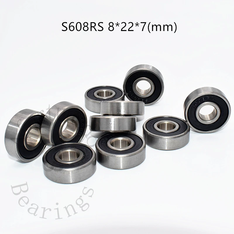 

Stainless steel Bearing S608RS 10Pieces 8*22*7(mm) antirust rubber sealed High speed Mechanical equipment parts