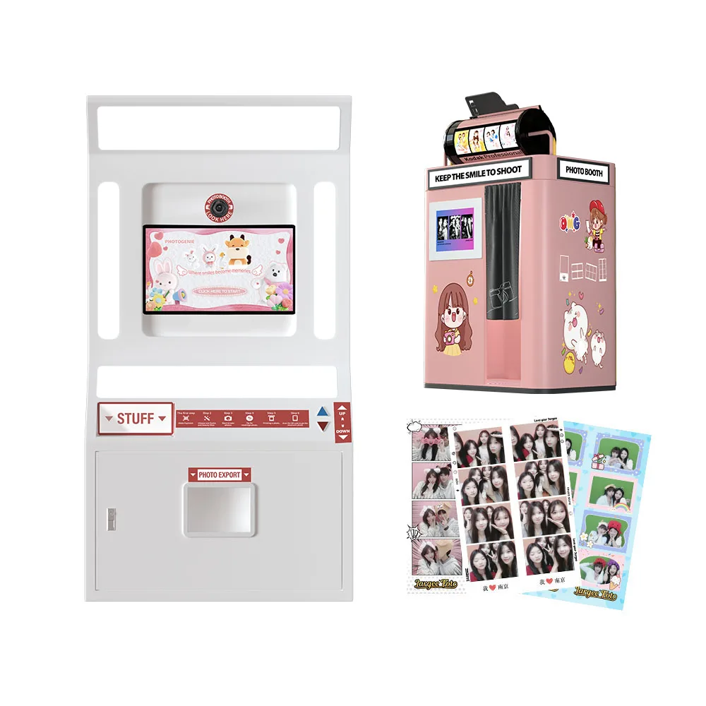 customize Self Service Photo Booth Touch Screen Instant Print Photo Booth for Events Parties Commercial Use