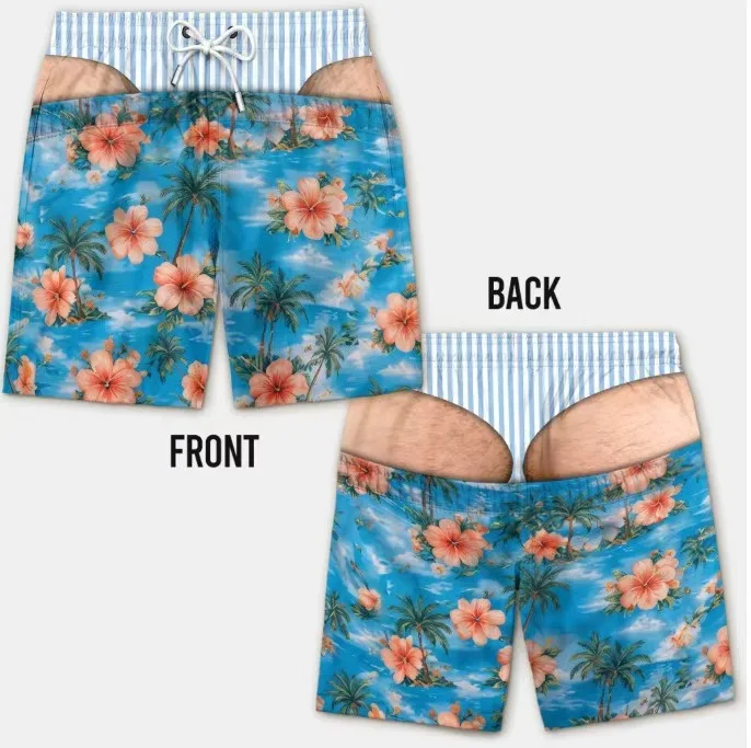 Lustige Badehosen für Herren mit 3D-Print, Fake-Skin-Boardshorts, Sommermode, viral, Strandshorts, Geschenk für Freund oder Ehemann – Detail 8