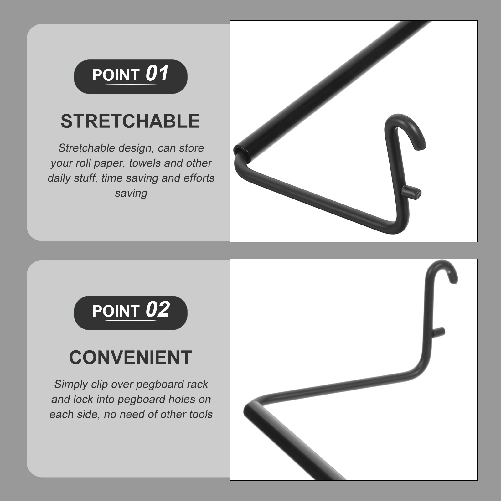 

Roll Holder Garage Pegboard Hooks Kitchen Towel Metal Accessories Rack Paper for Shop