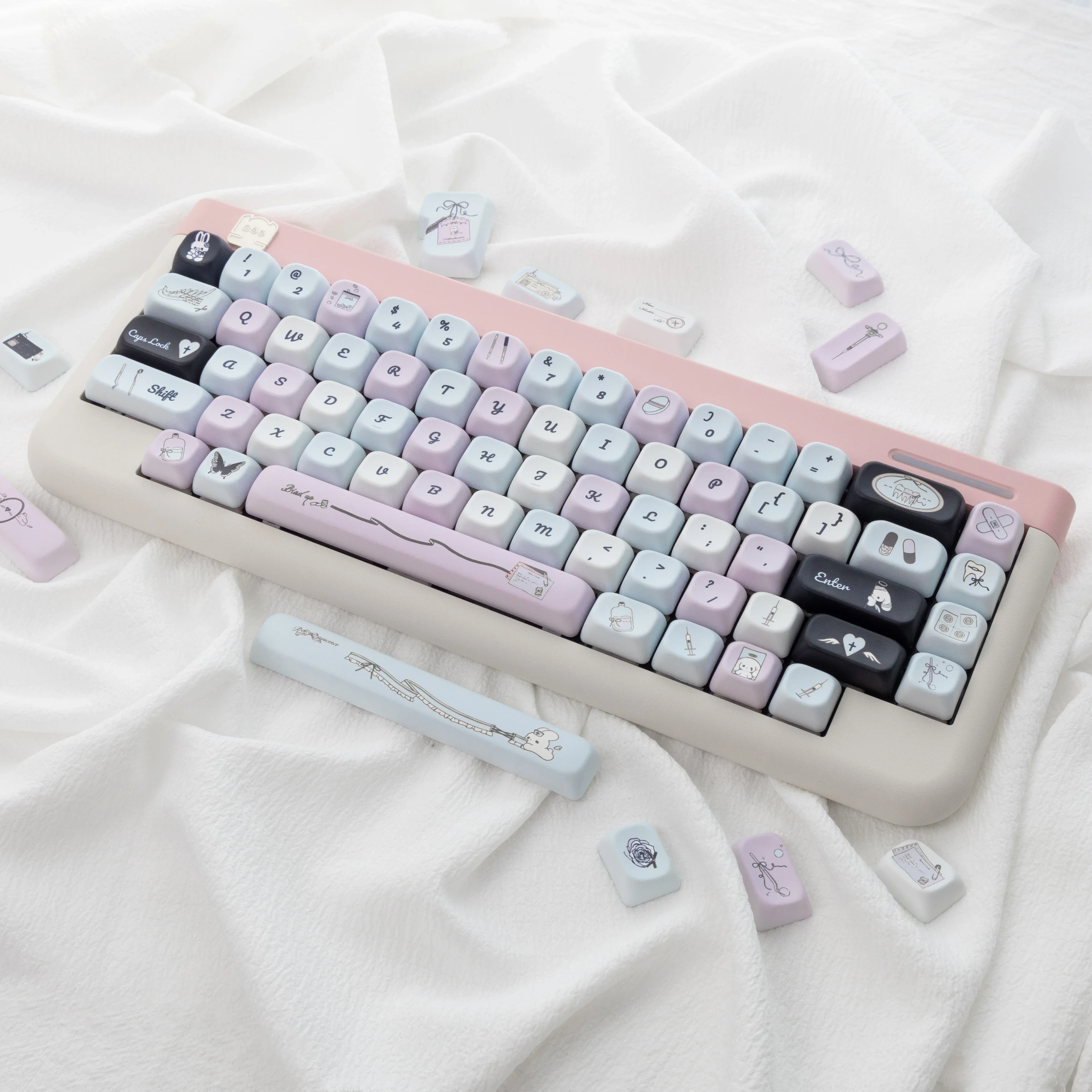 

Темно-элегантный фиолетовый колпачок механической клавиатуры крест универсальная милая индивидуальная элегантная оригинальная 65/68/75/87/99