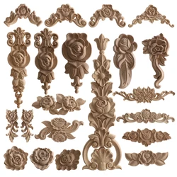 RUNBAZEF European-style Home Decoration Small Accessories Wood Carved Wooden Rose Applique Cabinet Door Window Decoration Patch