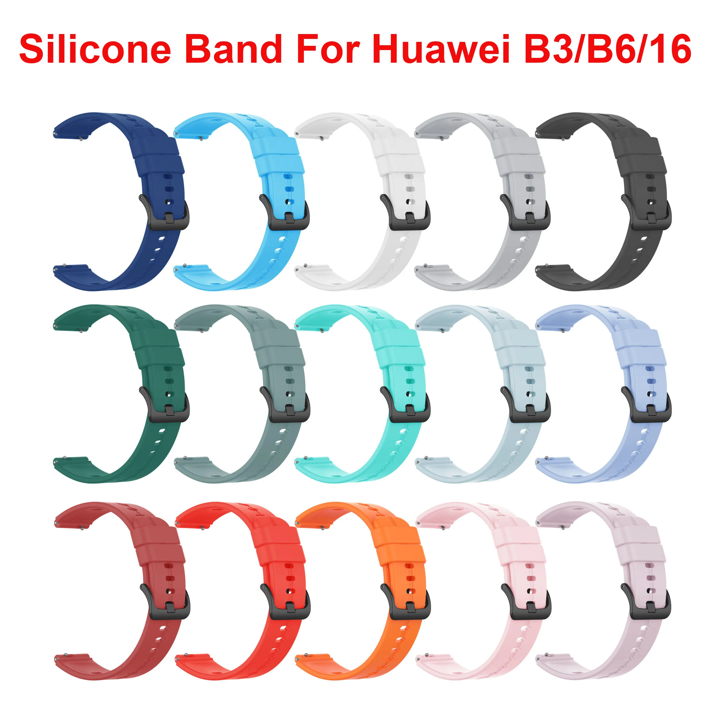 Cinturino per orologio in silicone da 16 mm per Huawei Hua Wei Smart Watch Band B3 B6 sgancio rapido traspirante morbido durevole leggero uomo donna