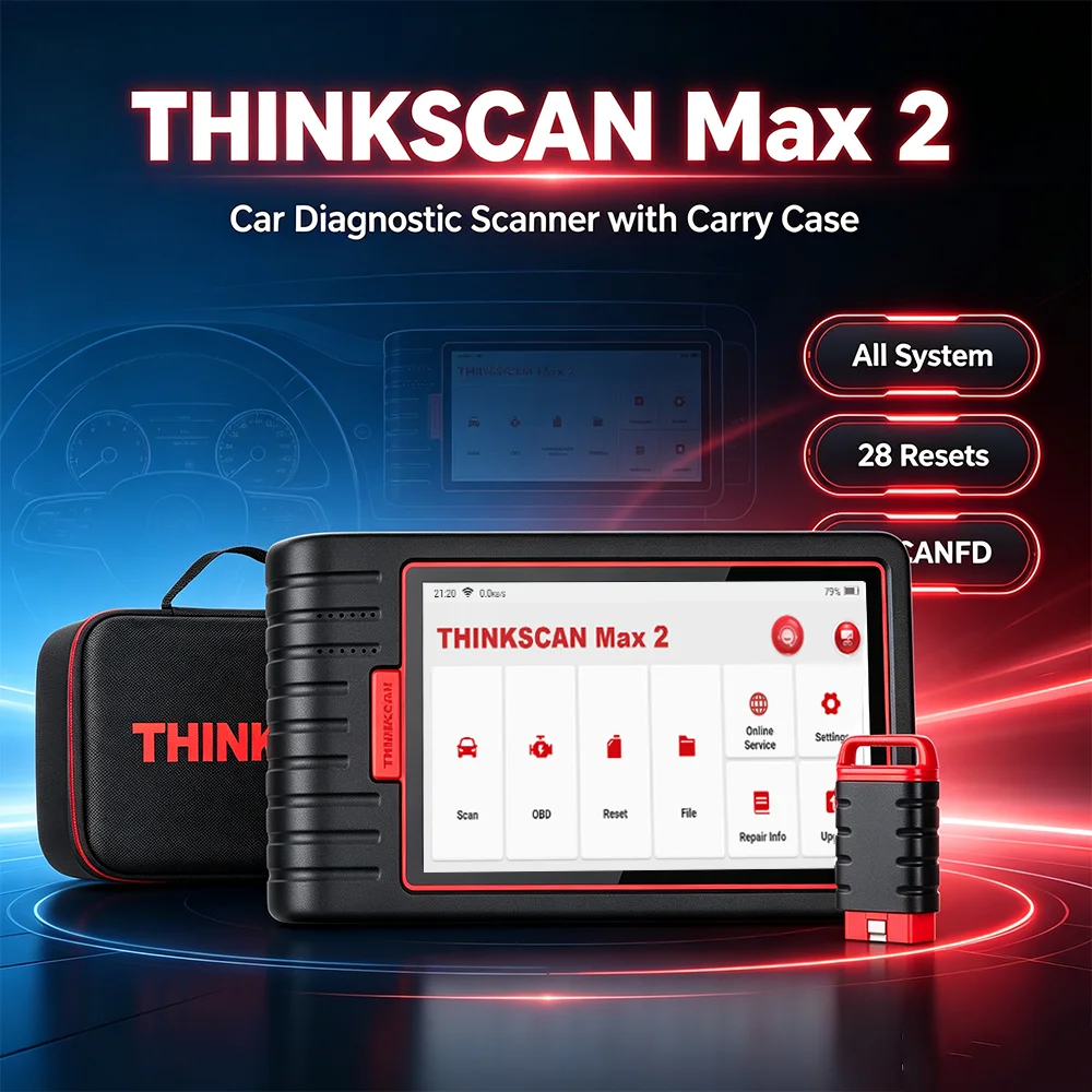 [Aggiornamenti gratuiti a vita] THINKCAR Thinkscan Max 2 – Strumento di diagnosi auto OBD con supporto CAN FD, diagnosi completa di tutti i sistemi, 28 funzioni di reset e TPMS (Thinktool)