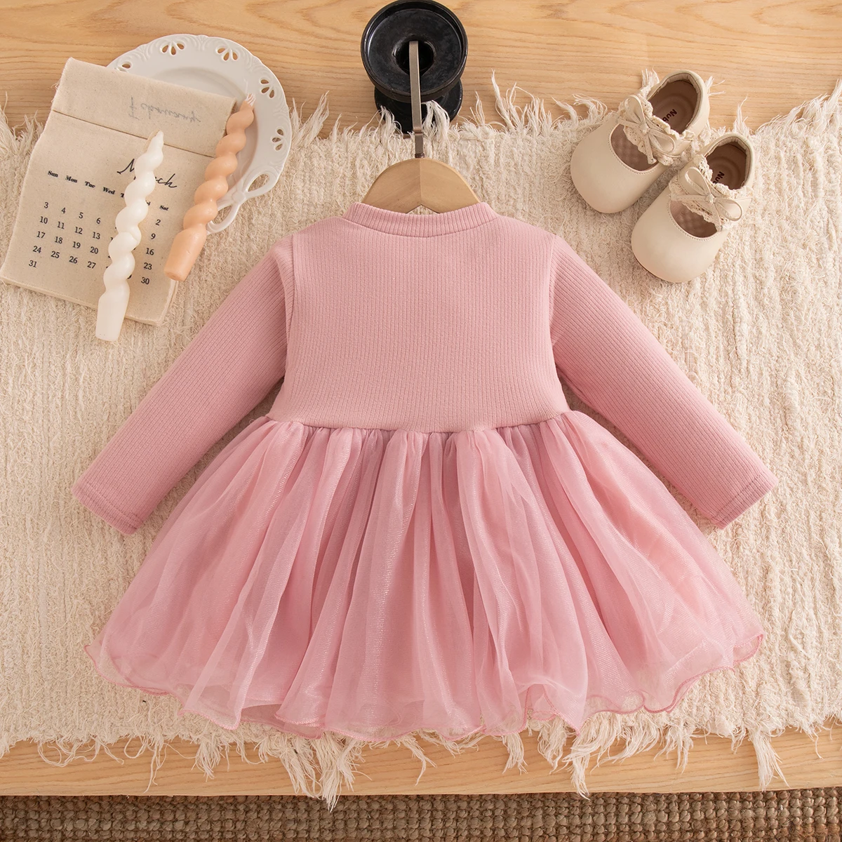 Mädchenkleid Frühling und Herbst Schleife Netz Prinzessinnenkleid Niedliches Geburtstagsparty-Babykleid Babykleidung für Mädchen – Detail 5