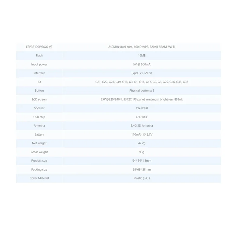 A99E-Esp32 Basic Core Lot Development Kit V2.7 2-Inch Full-Color HD Ips Display Built-In Speaker Tf Card Slot