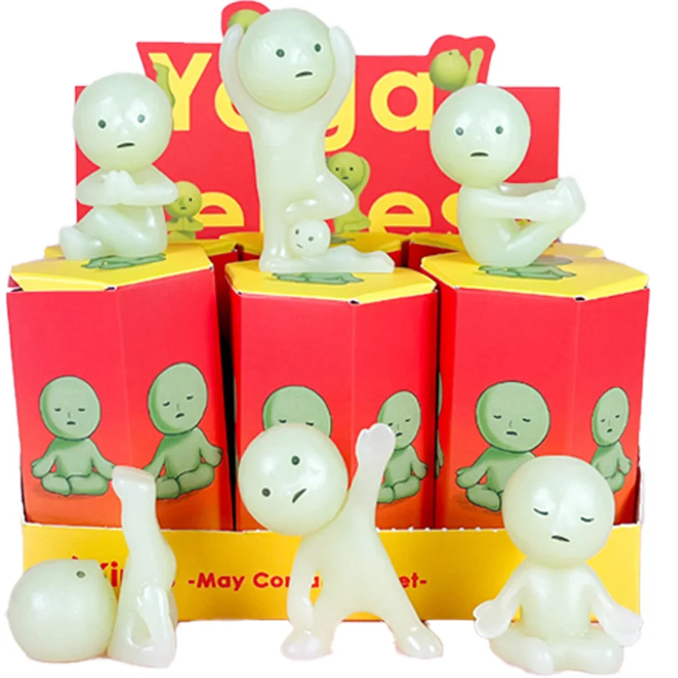 Boîte aveugle série Yoga Fitness, Mini figurine mignonne, décoration Noctilucent, poupée série chambre à coucher, boîte aveugle, modèle d'ornements, cadeaux