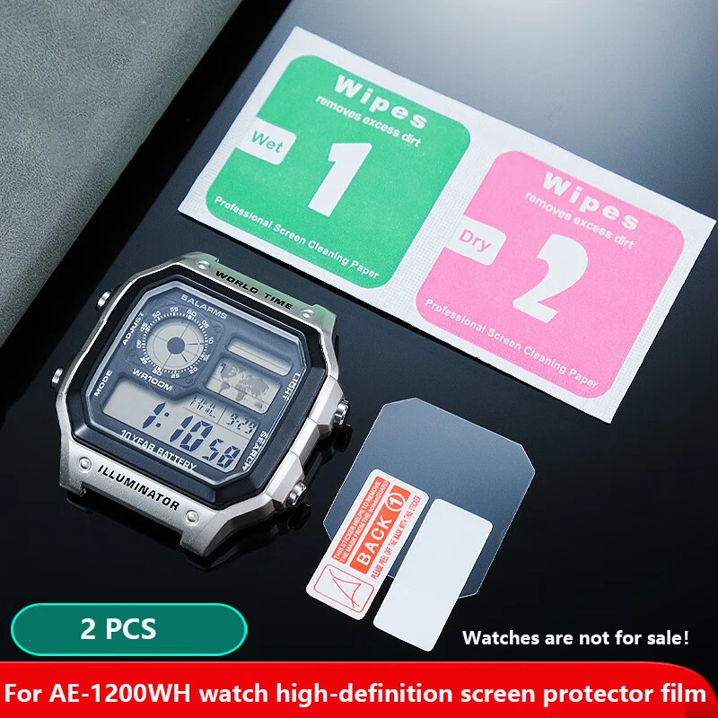 2pcs AE-1200 Screen Protector For Casio AE-1200 AE-1300  AE-1200WHD Dedicated Explosion-proof Film HD Transparent Mirror Film