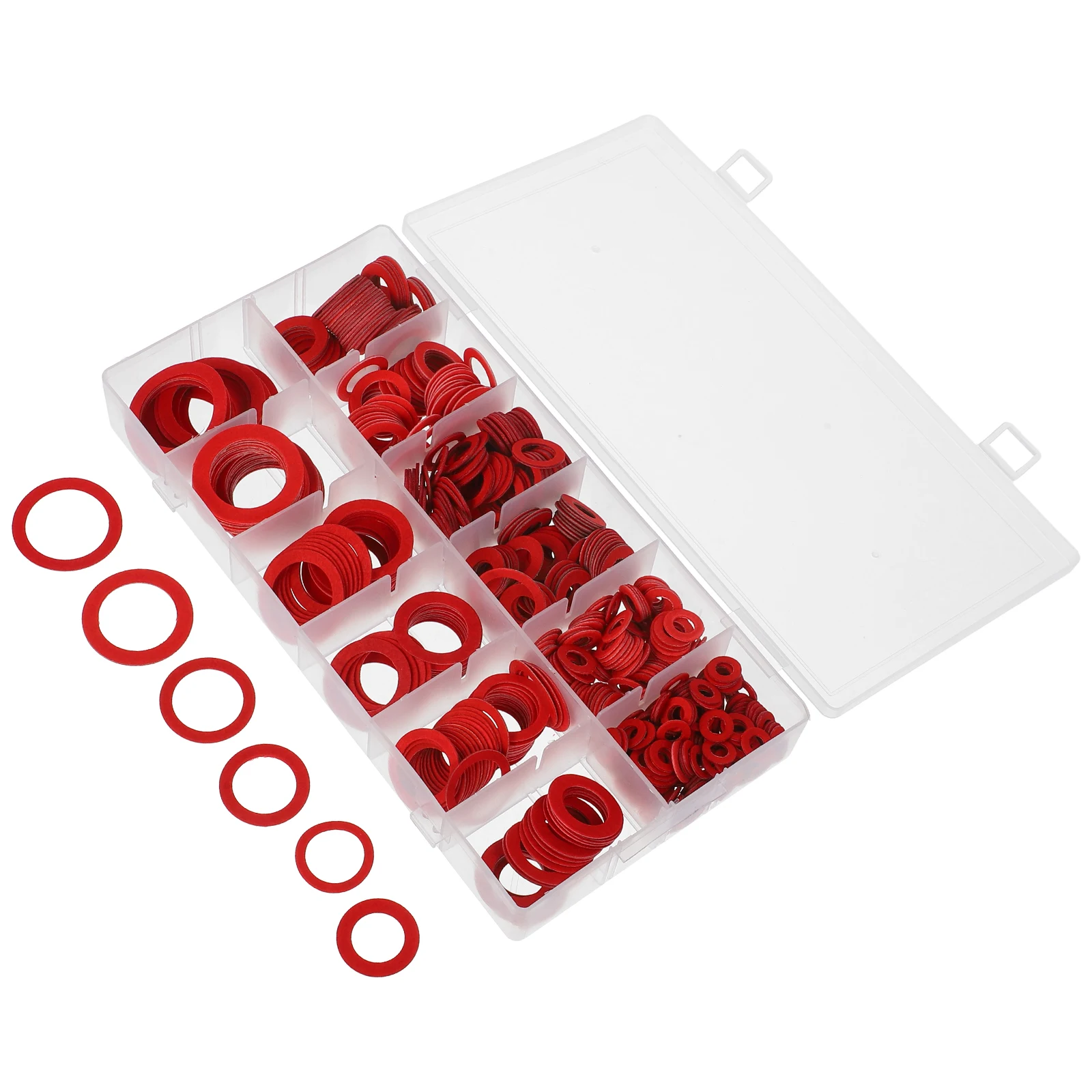 

600pcs Red Paper Flat Washers Steel Paper Steel Washer Assortment Gaskets Hardware Nuts Sealing Insulating Fiber Machine