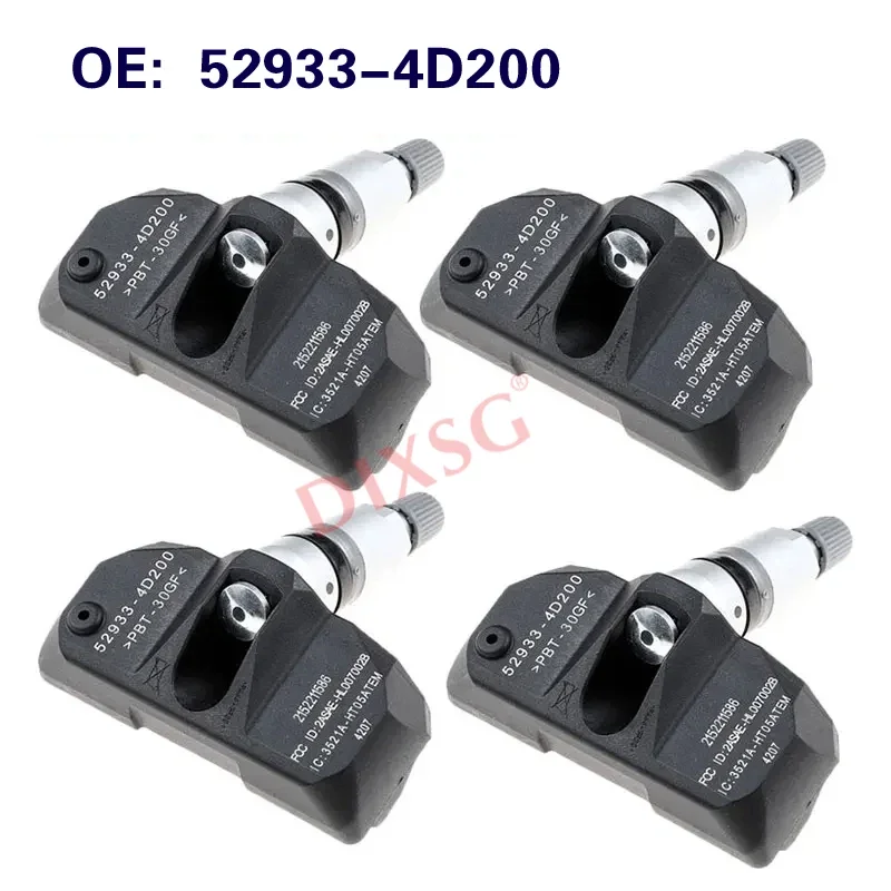 

4 шт. 529334D200 Датчик TPMS 52933-4D200 Датчик контроля давления в шинах для Hyundai ENTOURAGE GLS SE 2007-2009 315 МГц Датчик TPMS