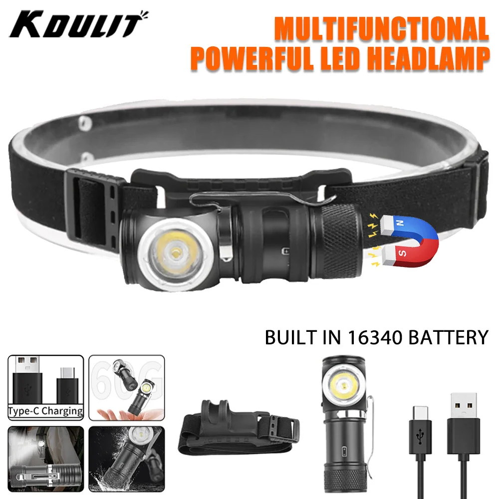 

USB Rechargeable Mini Led Headlamp Multi-function Head Flashlight With Magnet Hook Clip Headlight Led Head Torch Camping Lantern