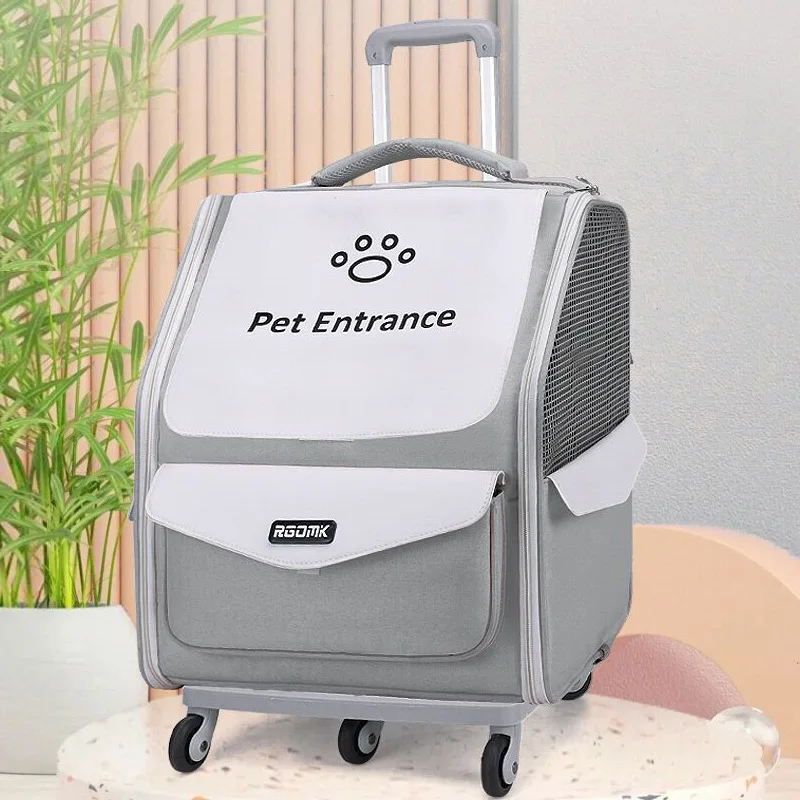 New Oxford Pet Suitcase Draw-Bar Frame Trunk With Wheels Cat Travel Knapsack Dog Backpack Carrier