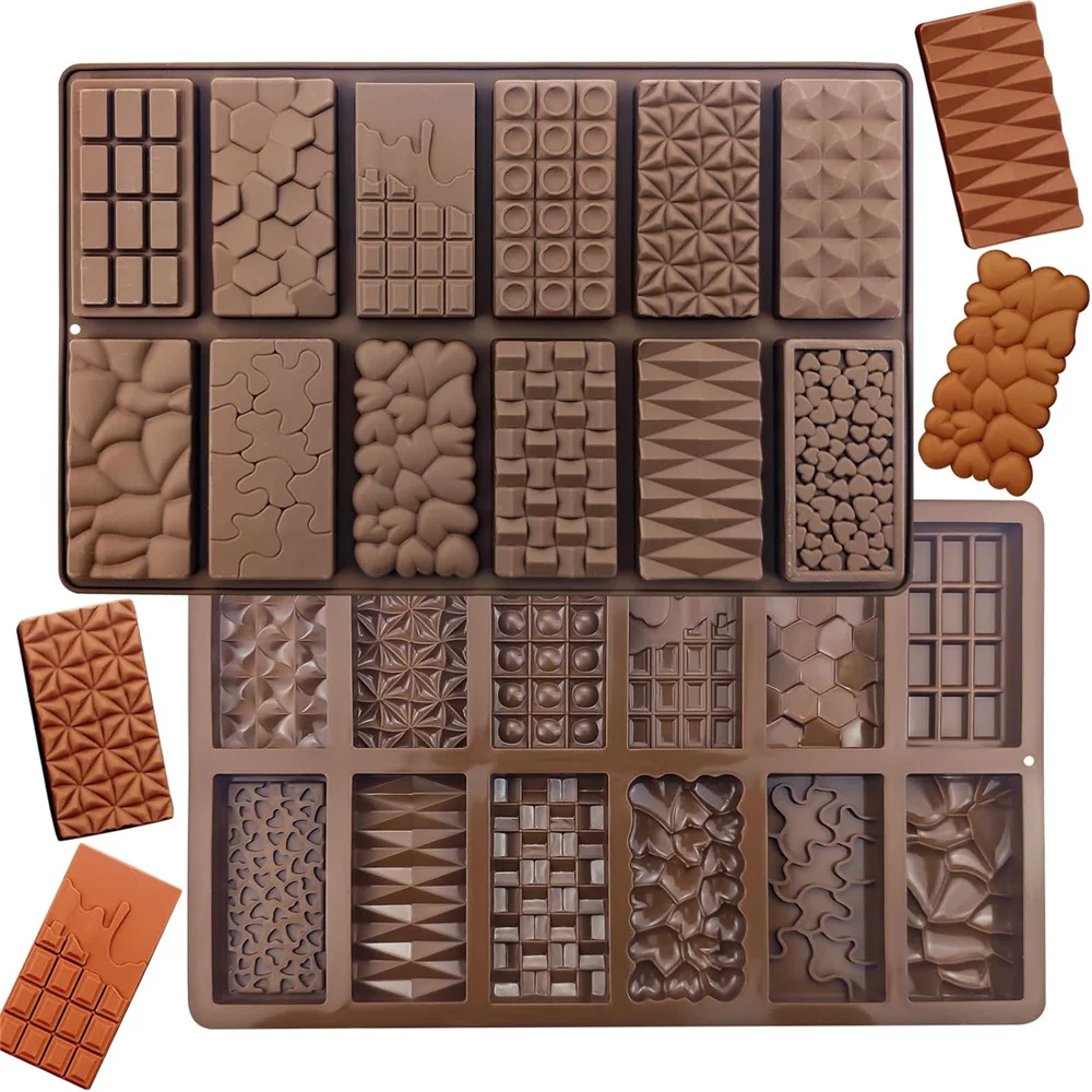 12 In 1 Chocolate Molds Dubai Silicone Chocolate Bar Mold Break Non-stick Chocolate Mold Candy Wax Melt Molds for Filling Mold