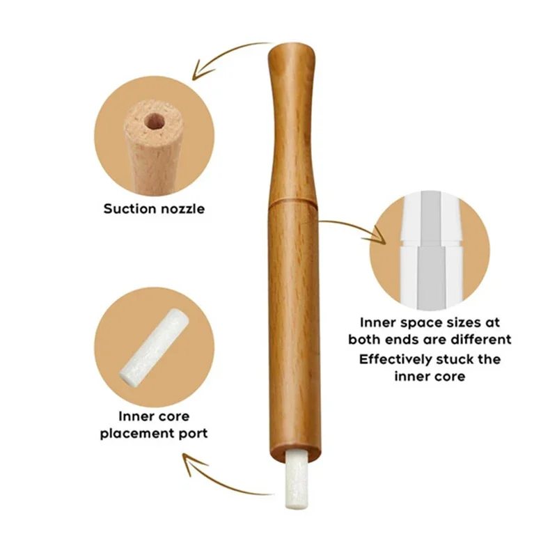 Aromatherapie-inhalator voor etherische olie, stoppen met roken inhalatorstick, houten persoonlijke diffuser voor essentiële oliën