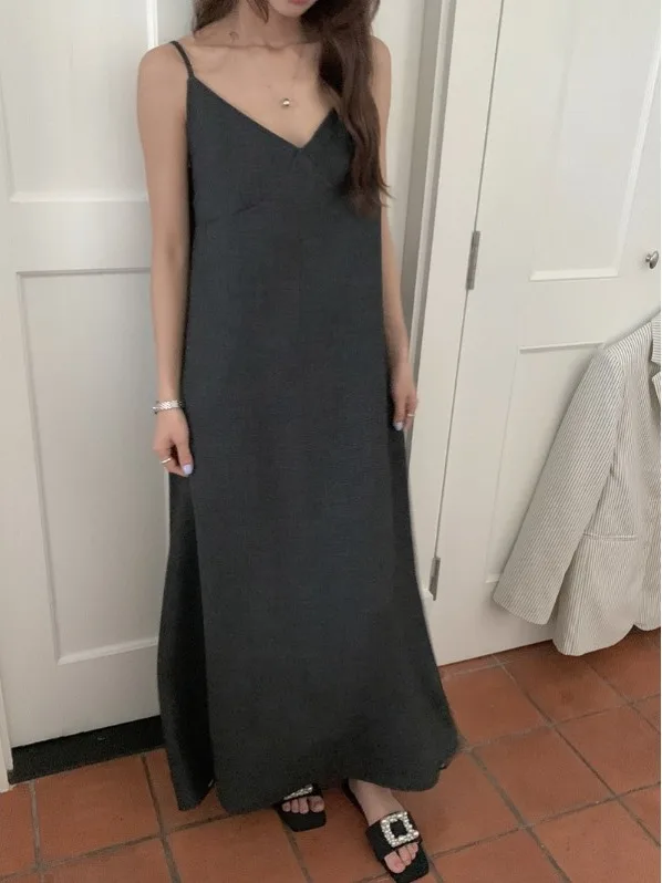 

Loose Long V-ne Svel Holiday Sle Dr Dongda Gate Summer Retro Lazy Women's Faion Commute Sle Regular Fit Dr