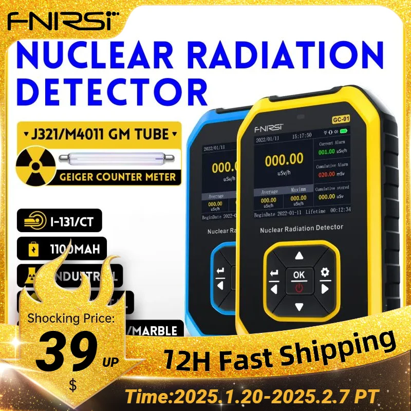 FNIRSI GC-01 Geiger Counter Nuclear Radiation Detector Personal Dosimeter X-ray γ-ray β-ray Radioactivity Tester Marble Detector