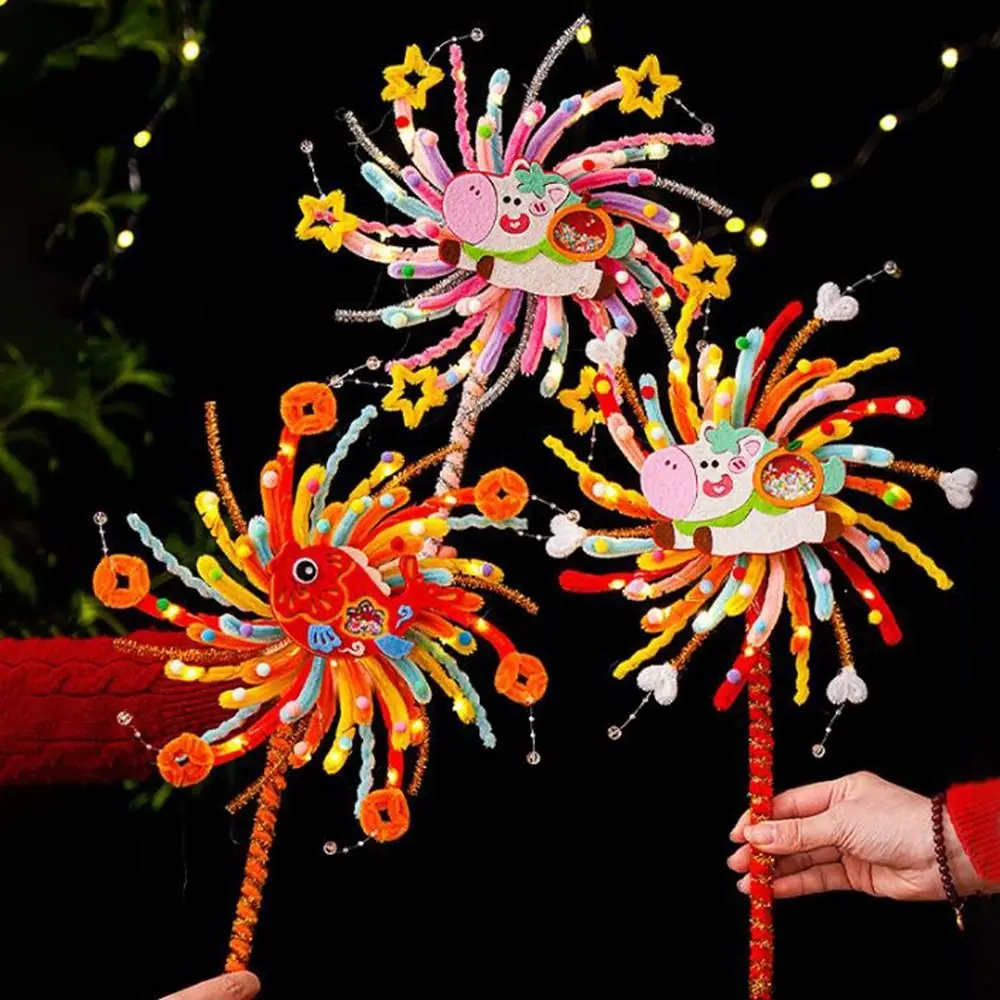 

Twister Stick Glowing Rotating Lantern Unfinished DIY Material Kit Handheld Glowing Light Cartoon Handmade Rotating Lamp