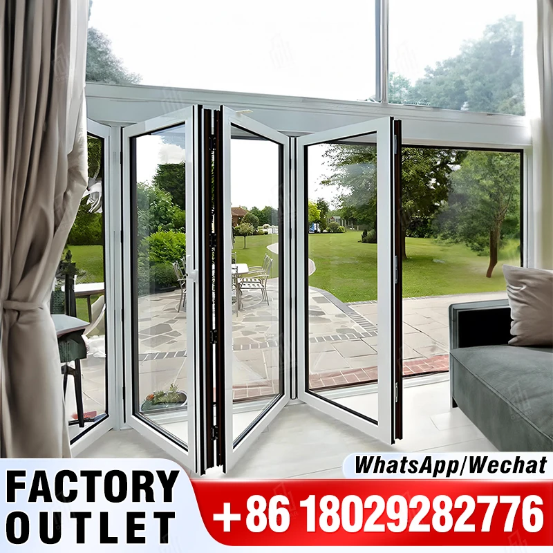 Custom Toilet Bifold Door Partition Wall Accordion Waterproof Wood Folding Doors For Bathrooms Laundry