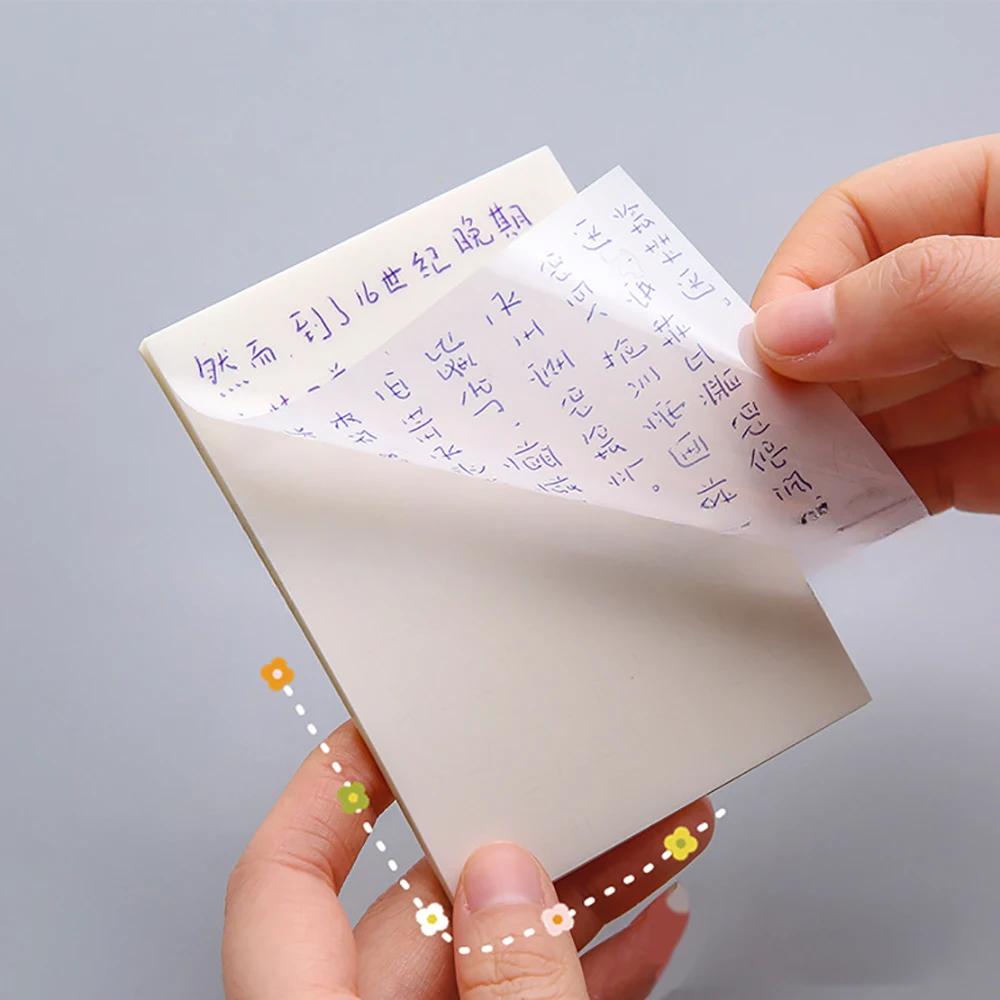 50Sheets PET Transparent Memo Sticky Notes Colorful Non-obscuring Mark Waterproof Stickers Stationery