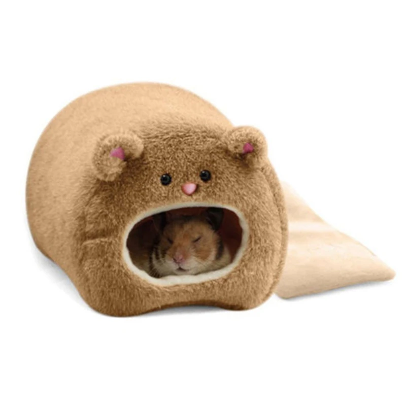 Brown Winter Warm Hamster Nest Sleeping Hamsters Cage Windproof Nests  Hamster House Glider Guinea Pigs Bunny Plushy Nest