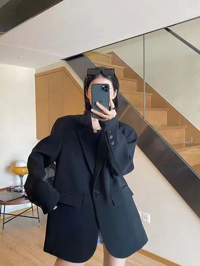 

Women'S Clothing Trend 2025 Blazer Woman Office Lady Winter Breasted Clothes Large Coats Version Top Work Fall Striped Pocket