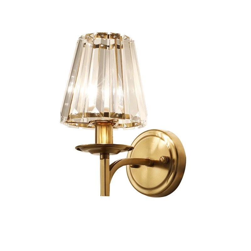 American light astringent crystal wall lamp, post-modern simple bedroom bedside aisle stairs living room TV background
