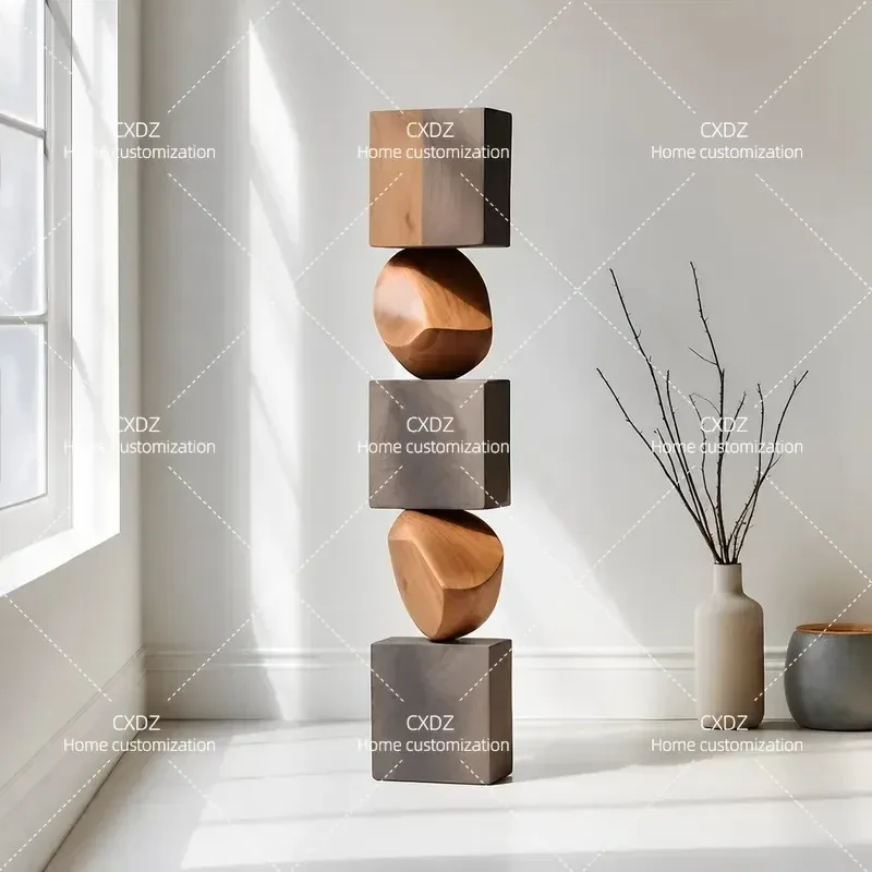 Endless Pillar Hotel Model Room Solid Wood Sculpture Art Floor Ornament Sales Office Entrance Decoration