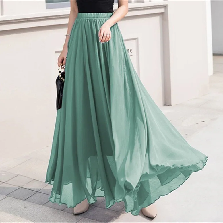 

Women Skirts Maxi Casual Skirt High Waist Ankle Length Skirts Vestidos Elastic Summer 2025 Loose Y2k Streetwear Slight Strech