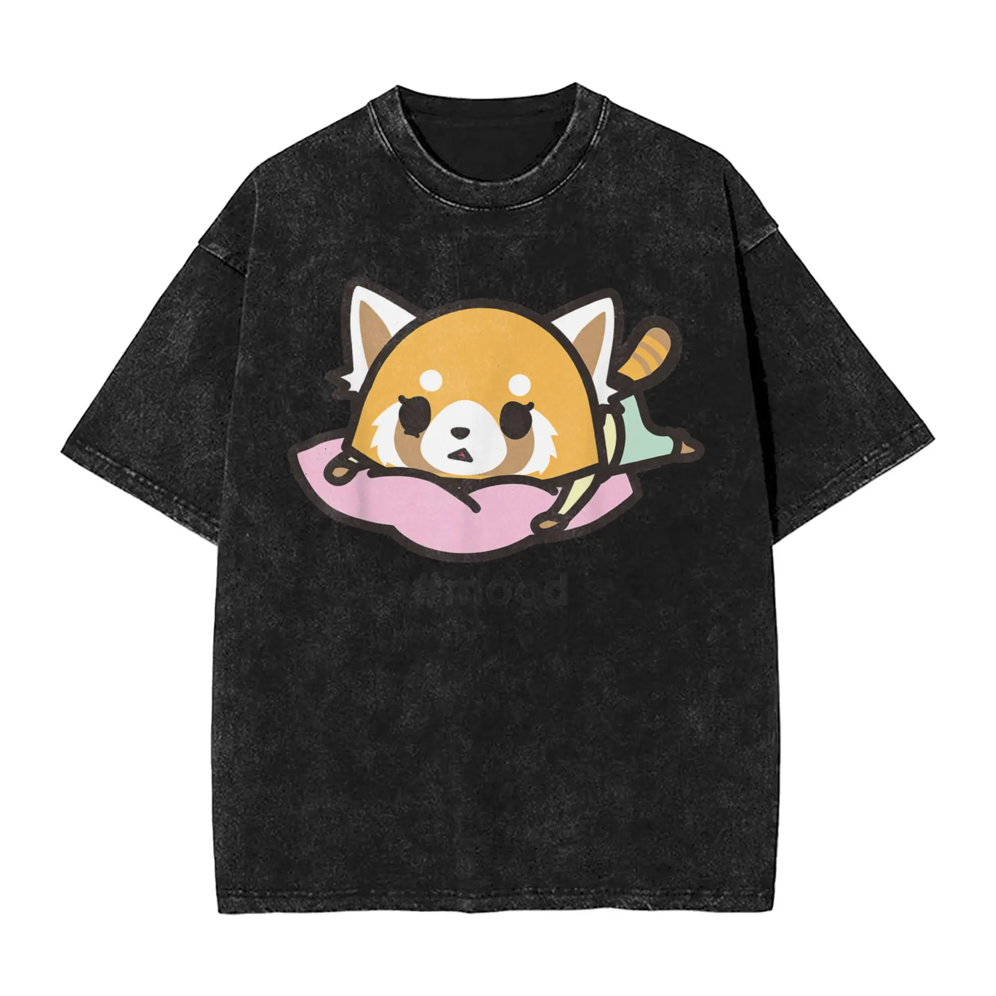 

Aggretsuko Mood Stressed Out Футболка для мужчин из чистого хлопка Футболки для отдыха с круглым вырезом Футболка с короткими рукавами Топы размера плюс