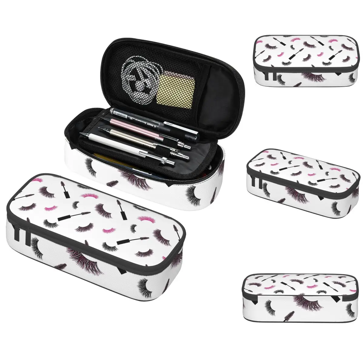 Lashes And Mascara With Pink Glitter Pencil Case for Boys Girls Gifts Pen Box Pencil Bag Stationery Supplies Pen Holder Bag