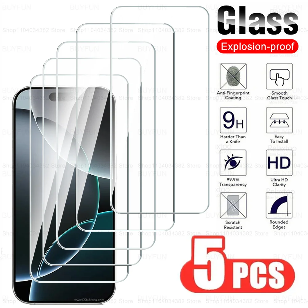 5 Pcs Screen Protector For iPhone 16 Pro Max 15 14 Plus Tempered Glass iPhone16 iPhone15 iPhone14 Cristal Vidrio Templado Film