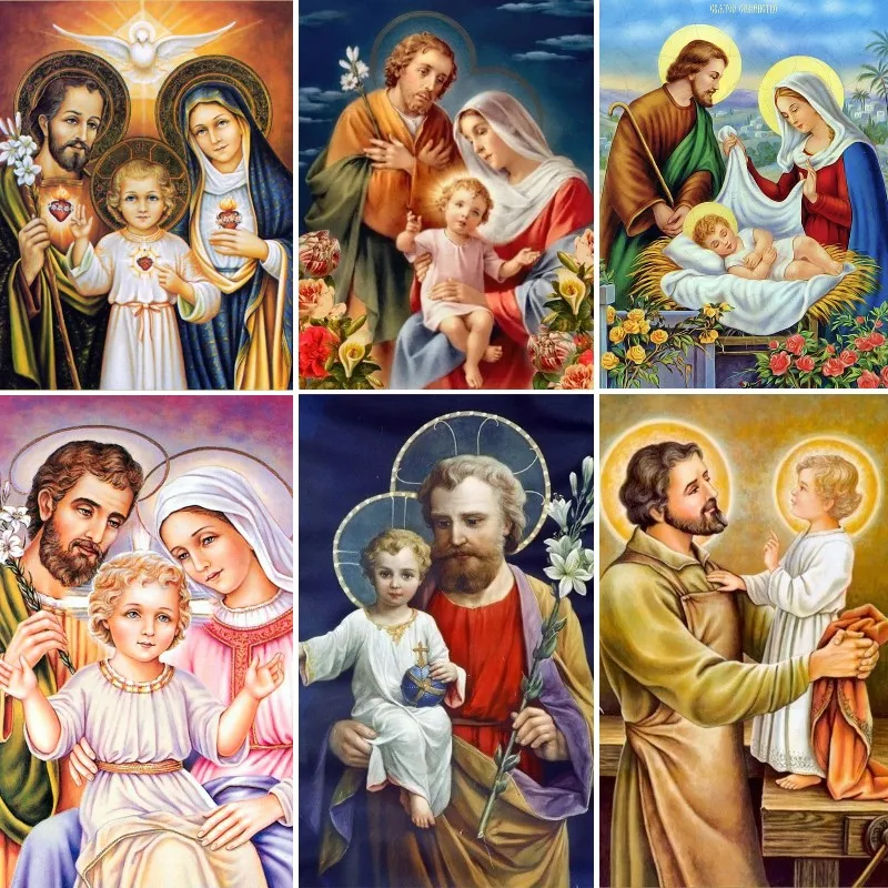 5D DIY Religious Diamond Embroidery Holy Saint Family Full Drill Diamond Painting Parson Diamond Mosaic Art Home Decoration Gift