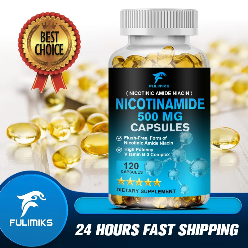 Niacinamide 500 mg Capsules | Vitamin B-3 | Energy Metabolism, Circulation, Nerve & Skin Health Support, Antioxidants