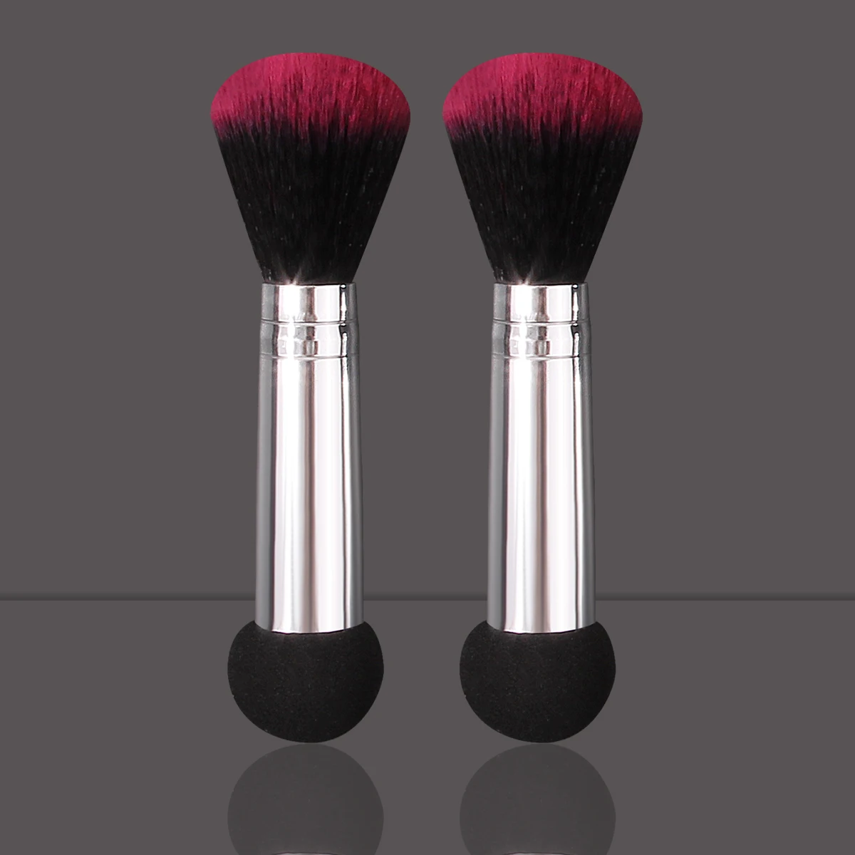 2PCS mini dual-head two-in-one multi-purpose makeup brush, soft blush powder brush +Q elastic sponge head, facial makeup tool