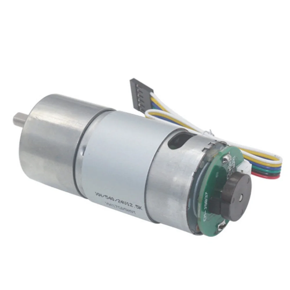 37GB-545 Encoder Gear Motor DC 12V 24V High Torque Reversible Metal Gear Reduction Motor Curtain Balance Car Hall Encoder Motor