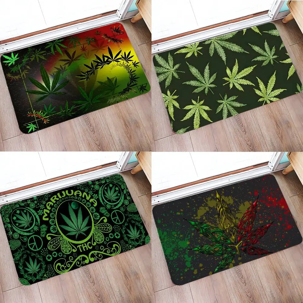 Weed Leaf Floor Mats Home Laundry Rug Carpet For Living Room Decor Lounge Area Anti-slip Foot Mat Entrance Doormat