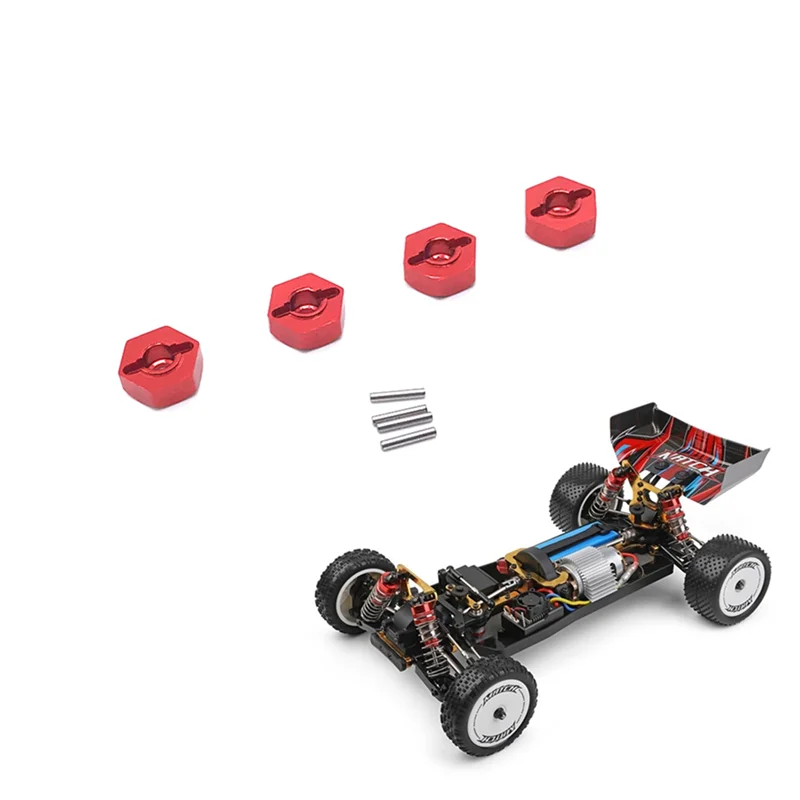 Wltoys 用アルミ合金 12 ミリメートルコンバイナーホイールハブ六角アダプター 2 セット 104001   1/10 RC カーアップグレードパーツアクセサリー、レッド-AA02