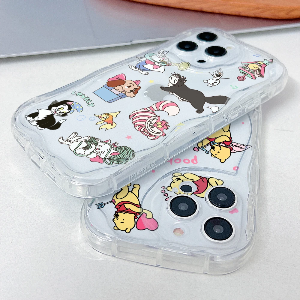 Disneys Animal Cartoons Phone Case for iPhone 16 15 14 Plus 13 12 Mini 11 Pro Max X Xs XR 7 8 3D Creamy Wave Soft Clear Cover