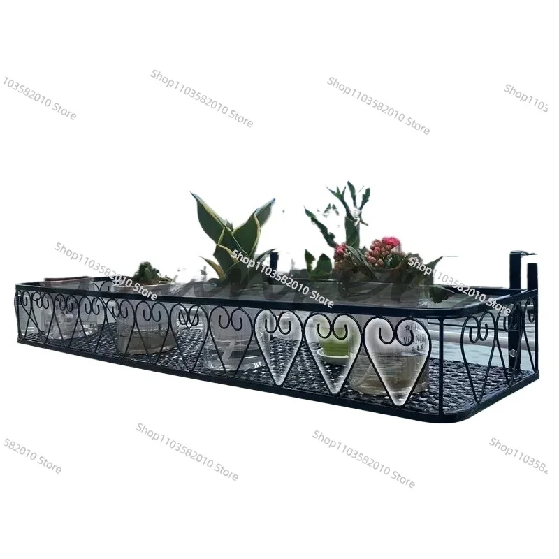 Flower Rack Storage Balcony Hanging Guardrail Window Flower Pot Rack Iron Flower Stand Plant Shelving